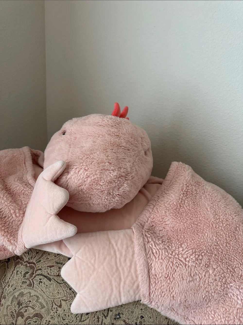 Pillowfort Peach Dinosaur Hooded Kid’s Throw Blanket
